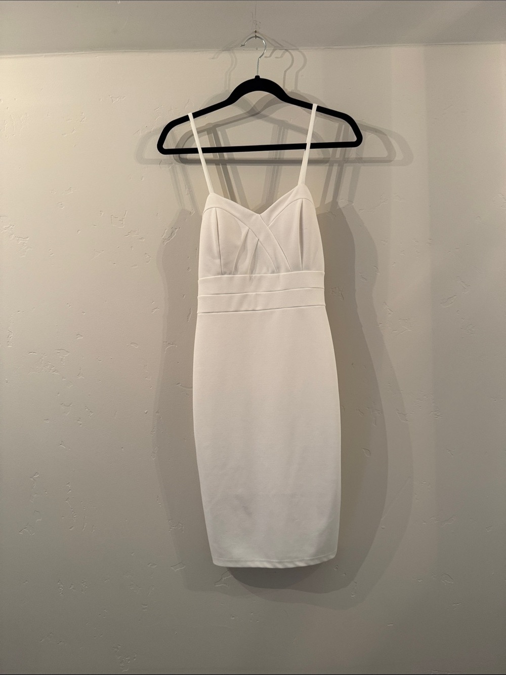 Windsor White Spaghetti Strap Midi Sheath Dress